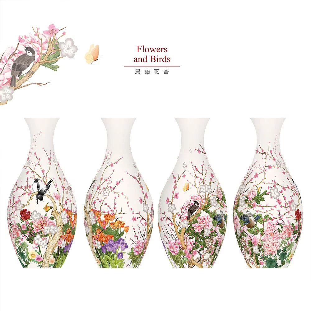 3D Translucent Puzzle Flower Vase - Flowers and Birds (鳥語花香) -160pcs